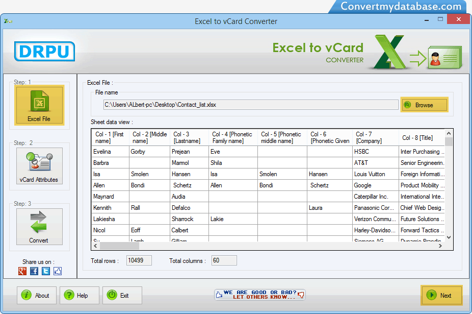 free excel to vcard converter